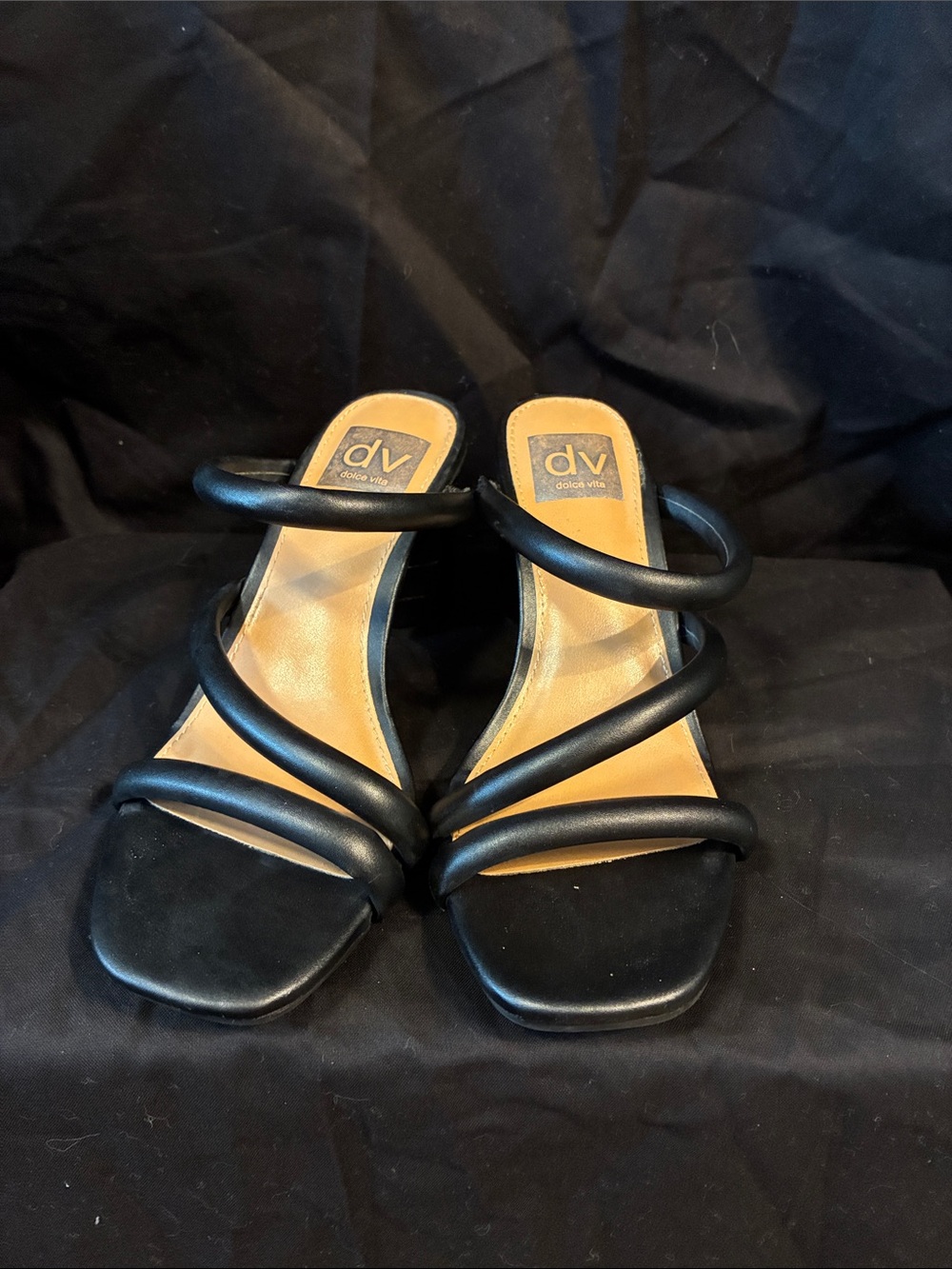 DV by Dolce Vita Black Strappy Slide Heels